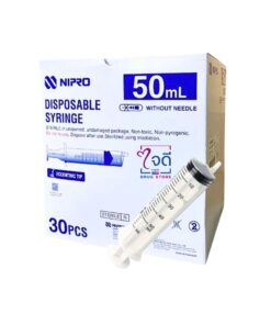 NIPRO SYRINGE DISPOSABLE 50ML. หัวข้าง (ไม่มีเข็ม) 30’S (มีค่าจัดส่งสำหรับขนส่งเอกชน)